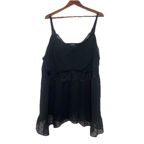 Torrid Tops - Torrid Women's 4 4XL Black Embroidered Babydoll Tank Top Adjustable Flowy